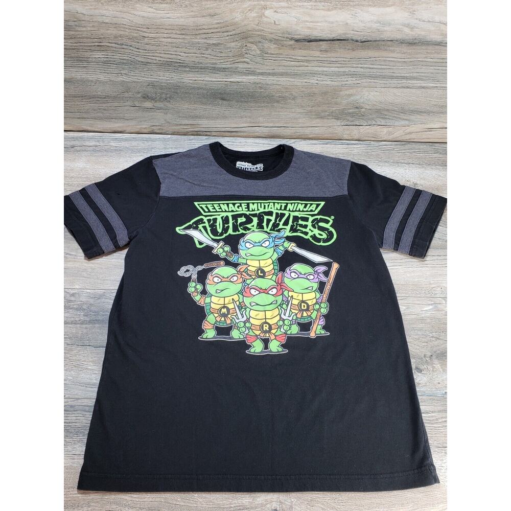 TMNT Teenage Mutant Ninja Turtles T-Shirt Size Medium Striped Sleeves